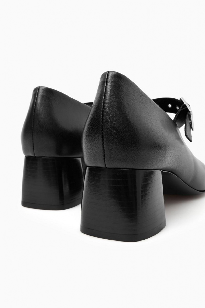 COS Block-heel Bőr Pumps Mary Jane Női Fekete | JNY-798436