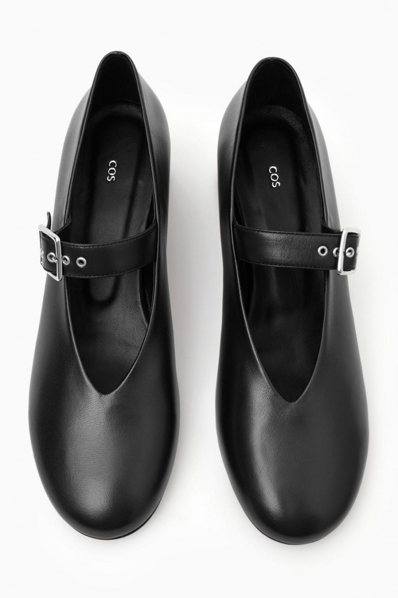 COS Block-heel Bőr Pumps Mary Jane Női Fekete | JNY-798436