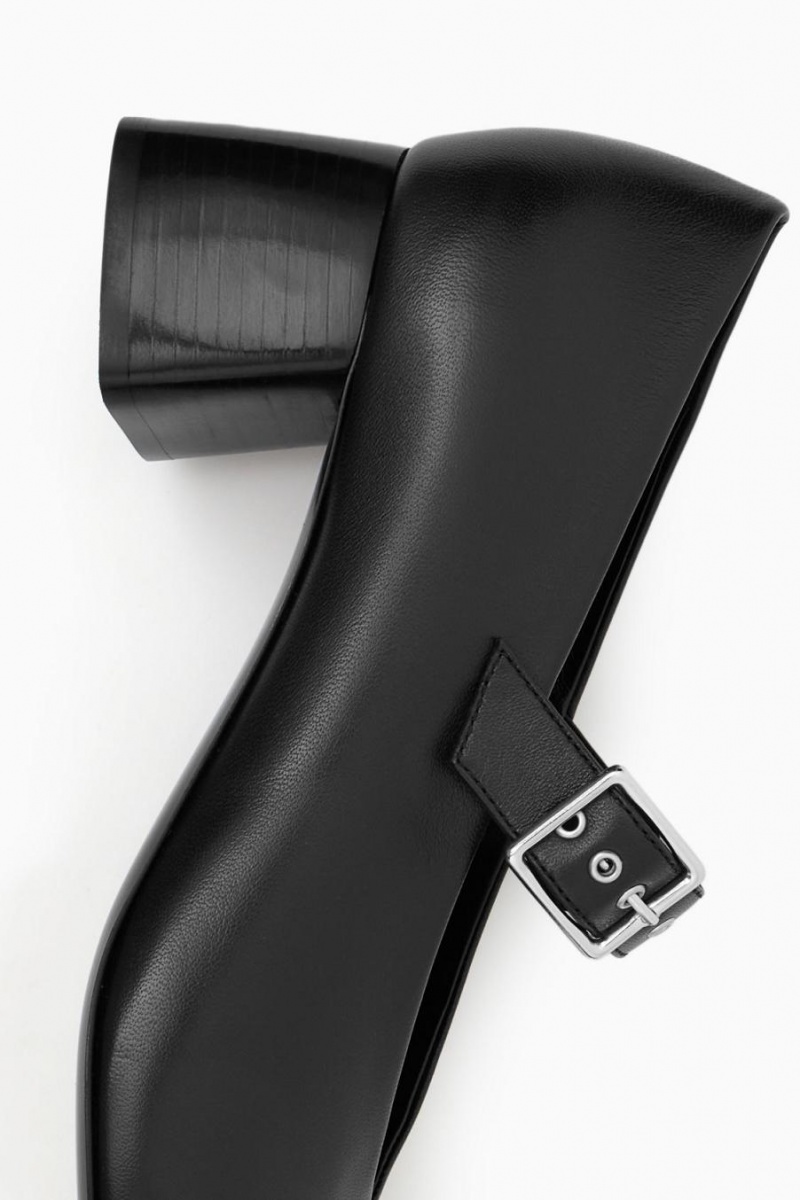 COS Block-heel Bőr Pumps Mary Jane Női Fekete | JNY-798436