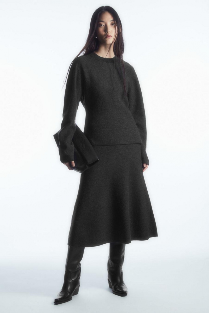 COS Boiled Merino Gyapjú Jumpers Női Sötétszürke | PMK-936274