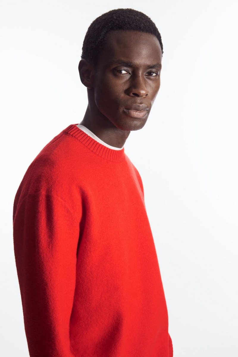 COS Boiled-wool Crew-neck Jumpers Férfi Világos Narancssárga | CFM-917608