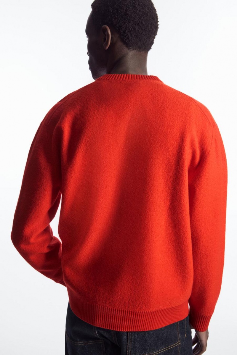 COS Boiled-wool Crew-neck Jumpers Férfi Világos Narancssárga | CFM-917608