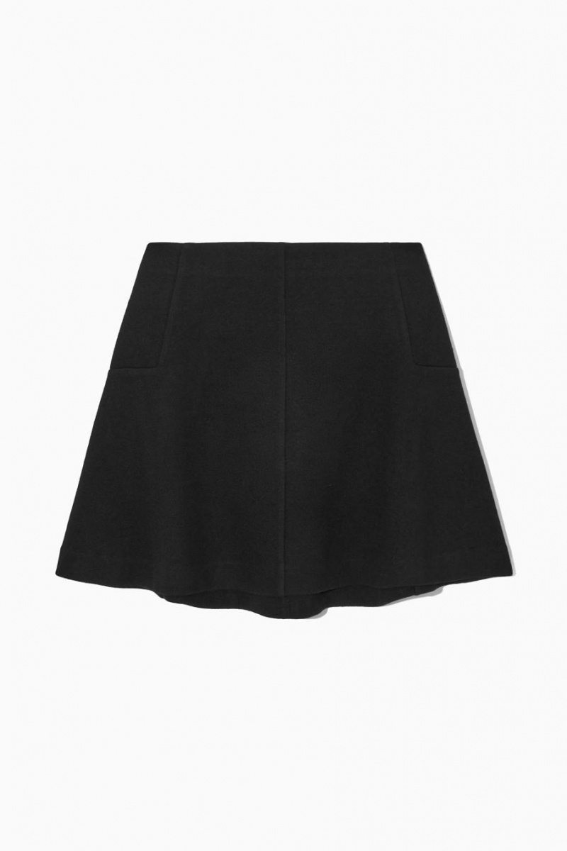 COS Boiled-wool Mini Szoknya Női Fekete | IHQ-856917