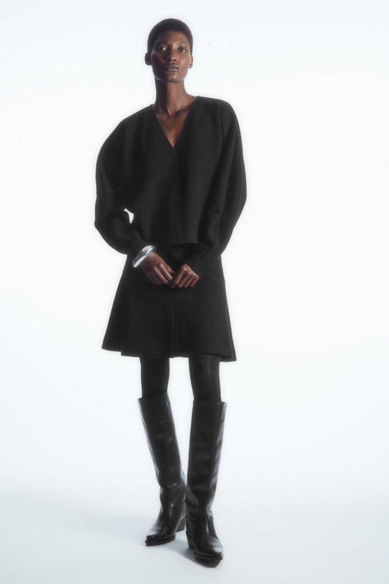 COS Boiled-wool Mini Szoknya Női Fekete | IHQ-856917