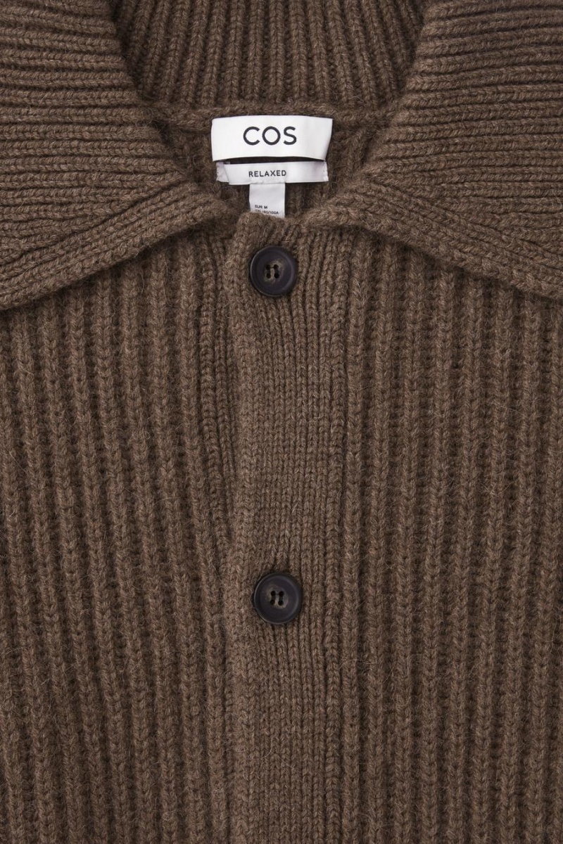 COS Bordázott Alpaca-blend Kardigán Férfi Barna | LPF-763940