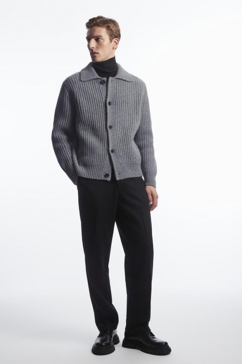 COS Bordázott Alpaca-blend Kardigán Férfi Szürke | GYT-073462