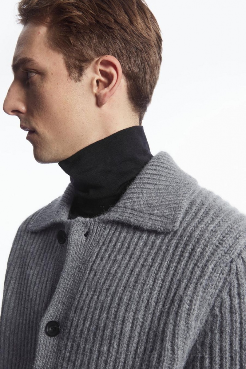 COS Bordázott Alpaca-blend Kardigán Férfi Szürke | GYT-073462