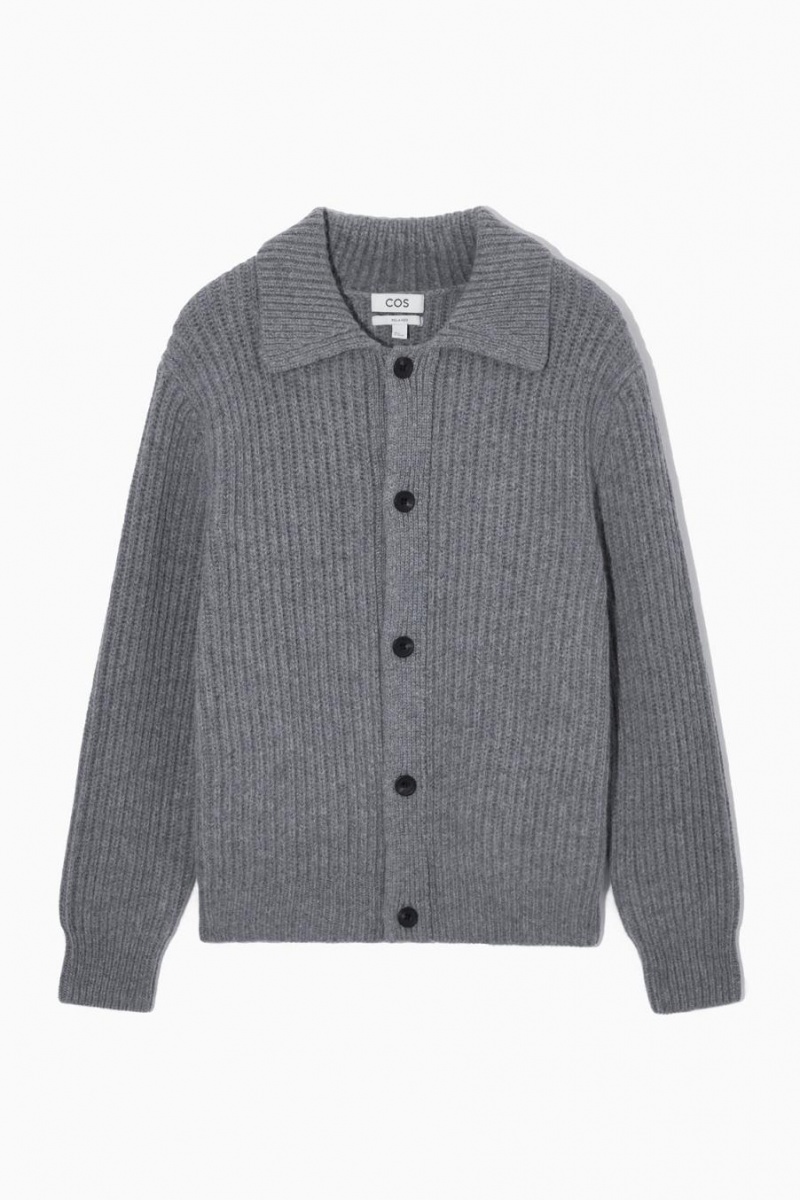COS Bordázott Alpaca-blend Kardigán Férfi Szürke | GYT-073462