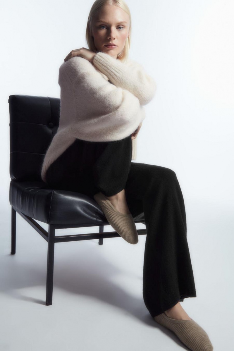 COS Bordázott Cashmere Papucs Női Bézs | SKN-351628