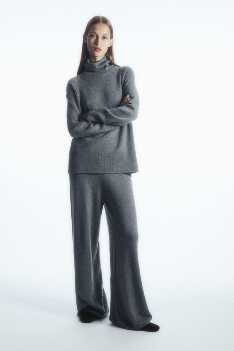 COS Bordázott Cashmere Papucs Női Fekete | XCH-149073