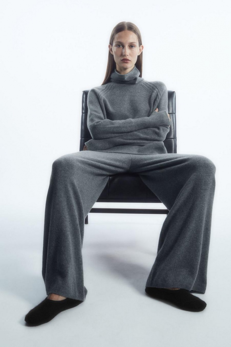 COS Bordázott Cashmere Papucs Női Fekete | XCH-149073