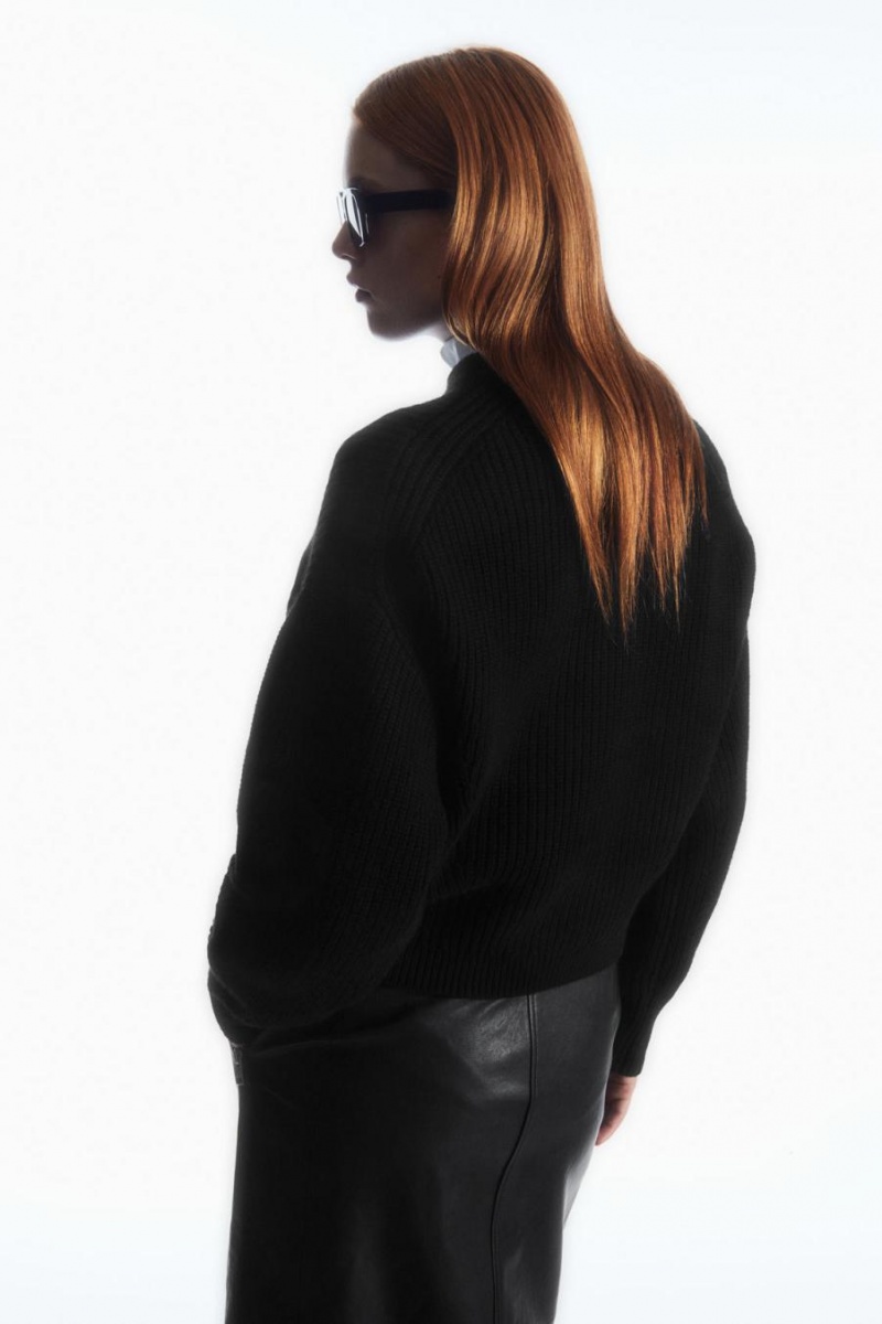 COS Bordázott Cashmere-blend Jumpers Női Fekete | EMA-402379