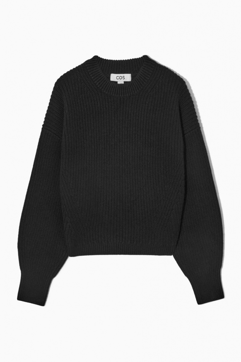 COS Bordázott Cashmere-blend Jumpers Női Fekete | EMA-402379