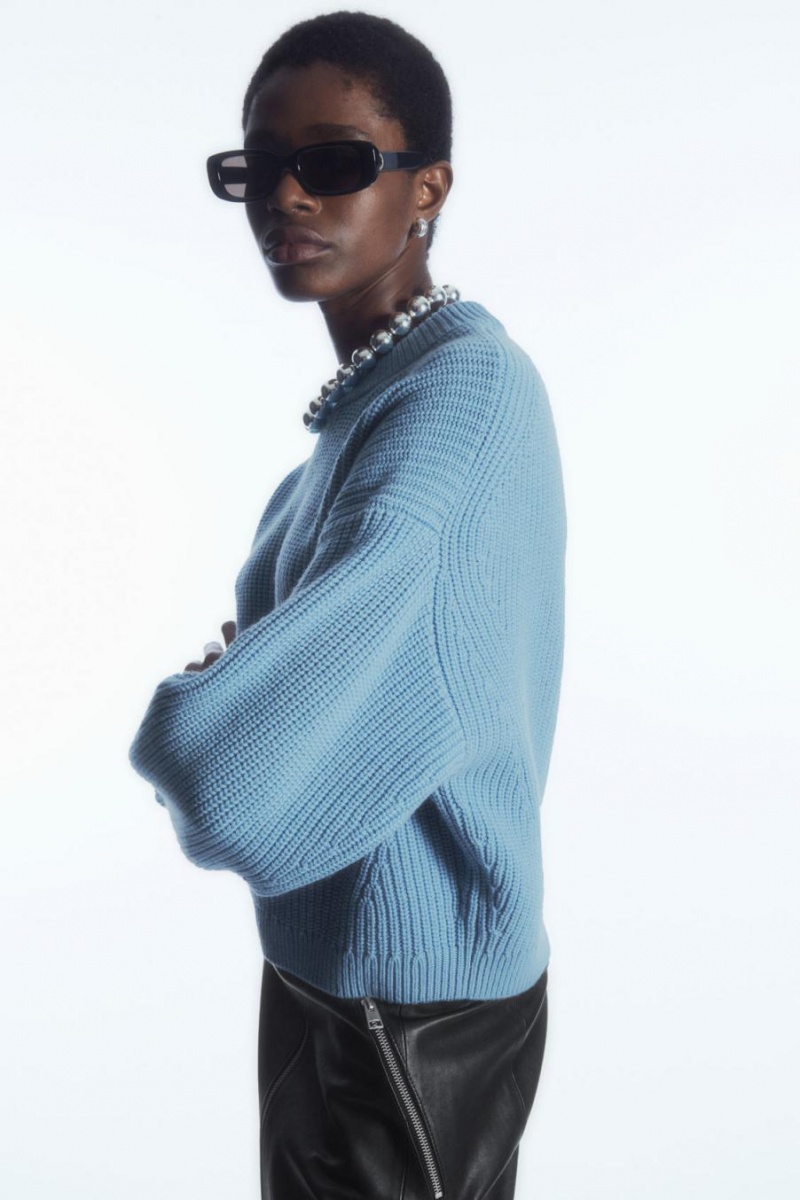 COS Bordázott Cashmere-blend Jumpers Női Világos Kék | XOK-530216