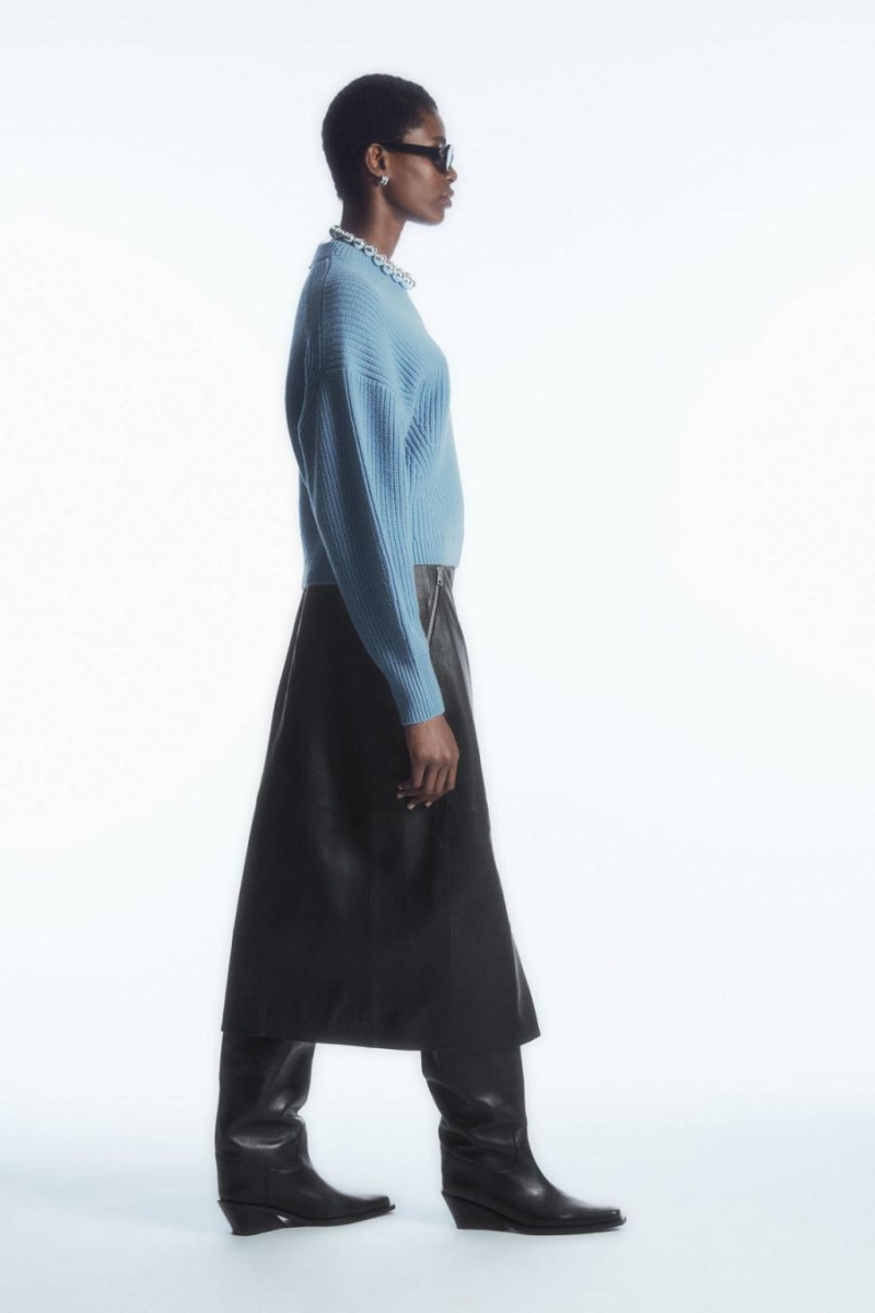 COS Bordázott Cashmere-blend Jumpers Női Világos Kék | XOK-530216