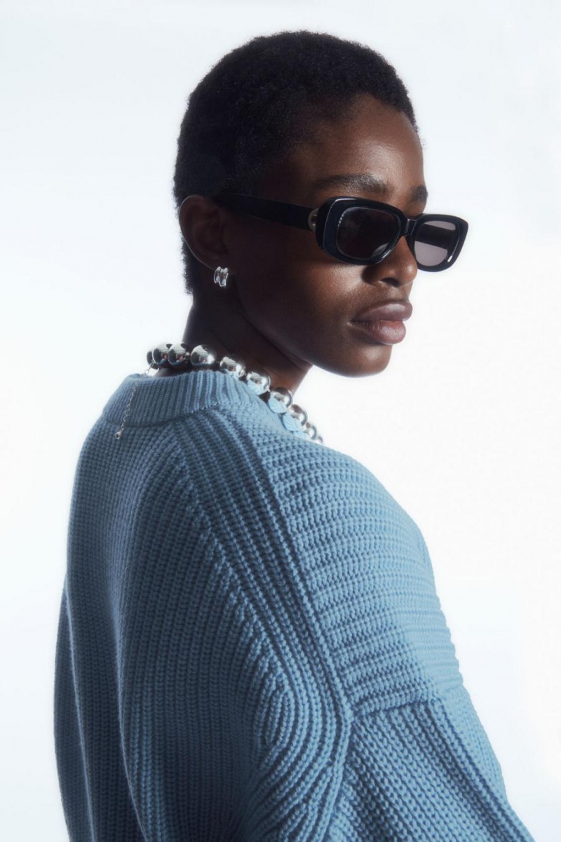 COS Bordázott Cashmere-blend Jumpers Női Világos Kék | XOK-530216