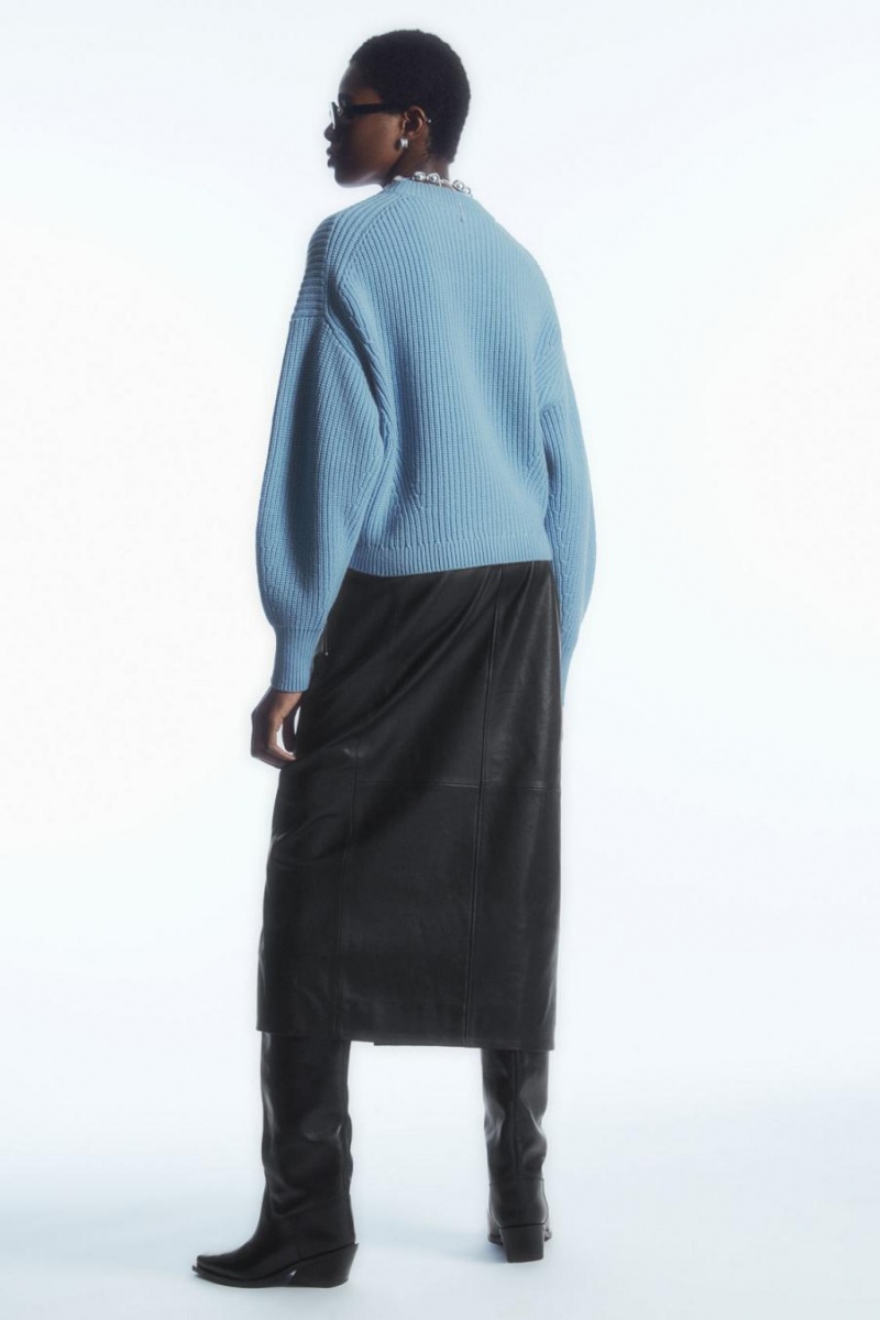 COS Bordázott Cashmere-blend Jumpers Női Világos Kék | XOK-530216