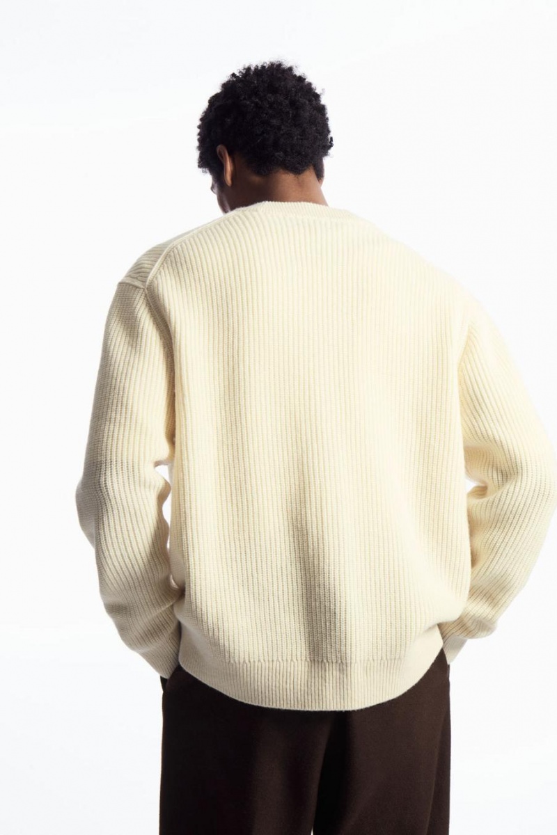 COS Bordázott Gyapjú And Cashmere Kardigán Férfi Krém | FNY-742398