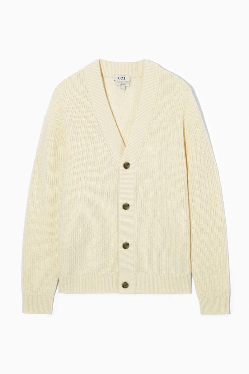 COS Bordázott Gyapjú And Cashmere Kardigán Férfi Krém | FNY-742398
