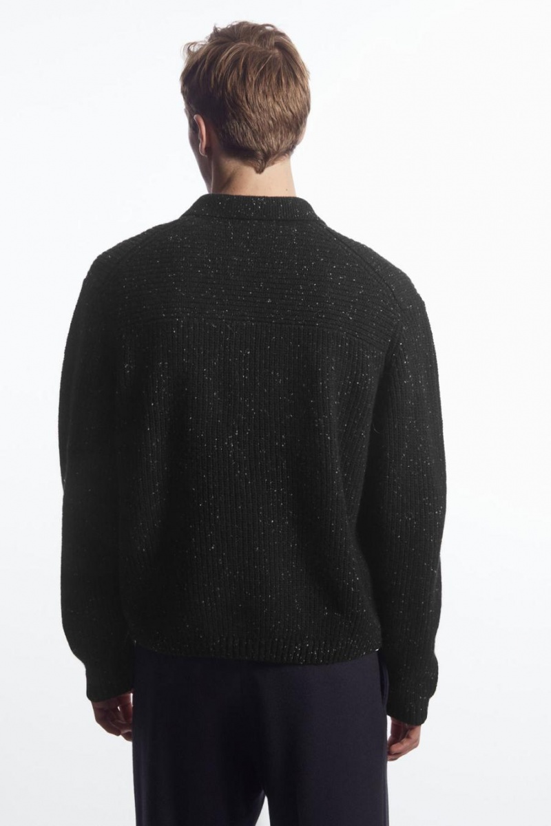 COS Bordázott Gyapjú And Cashmere-blend Pólóing Férfi Fekete | IAH-137925