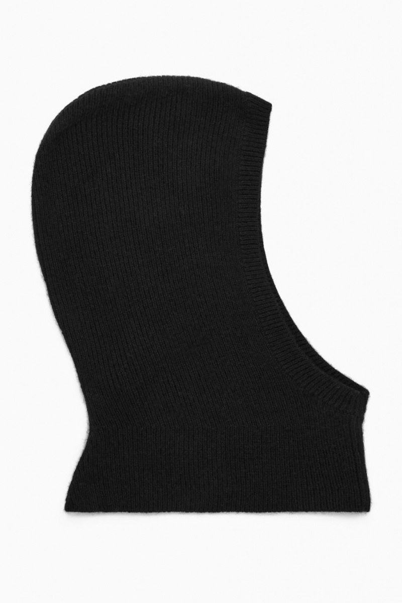 COS Bordázott Gyapjú-cashmere Balaclava Női Fekete | NFV-056274