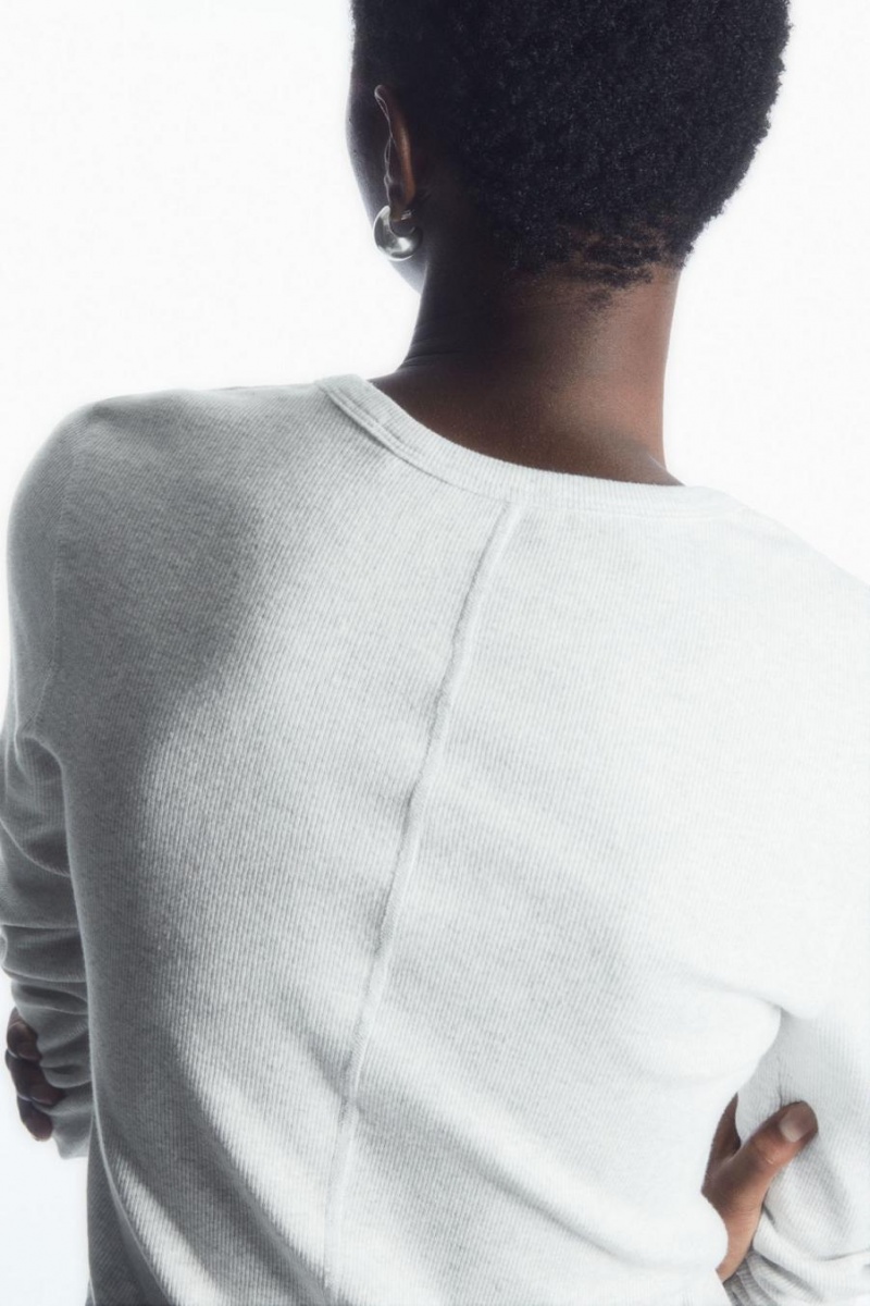 COS Bordázott Jersey Long-sleeved Felső Női Szürke | GIO-903548