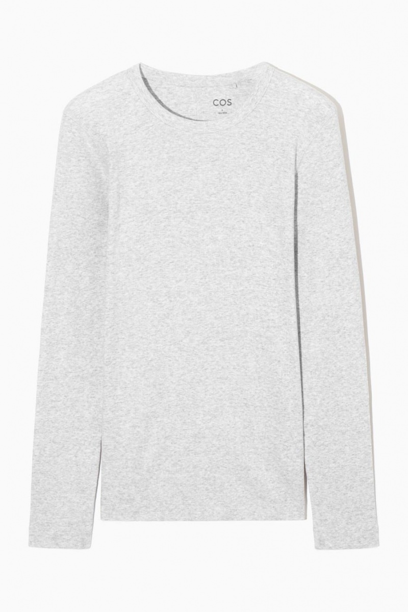 COS Bordázott Jersey Long-sleeved Felső Női Szürke | GIO-903548