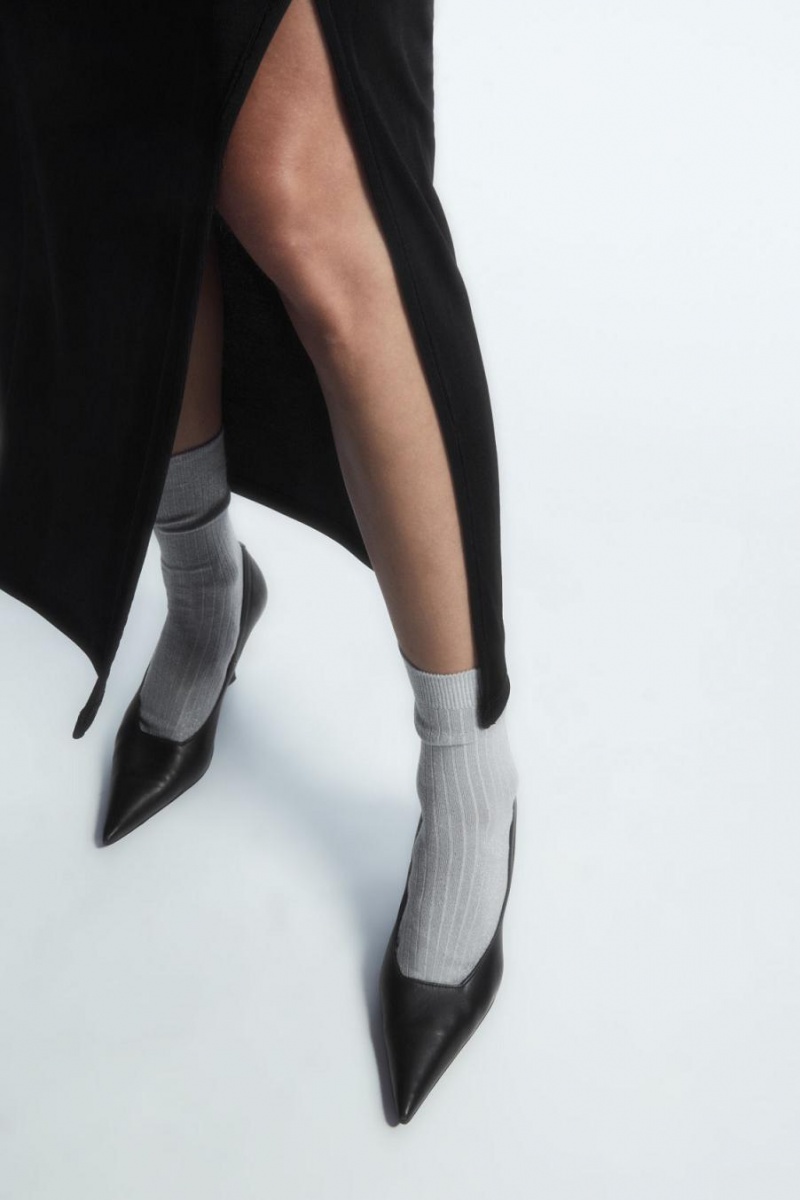 COS Bordázott Lurex Zokni Női Metal Szürke | YKZ-791234