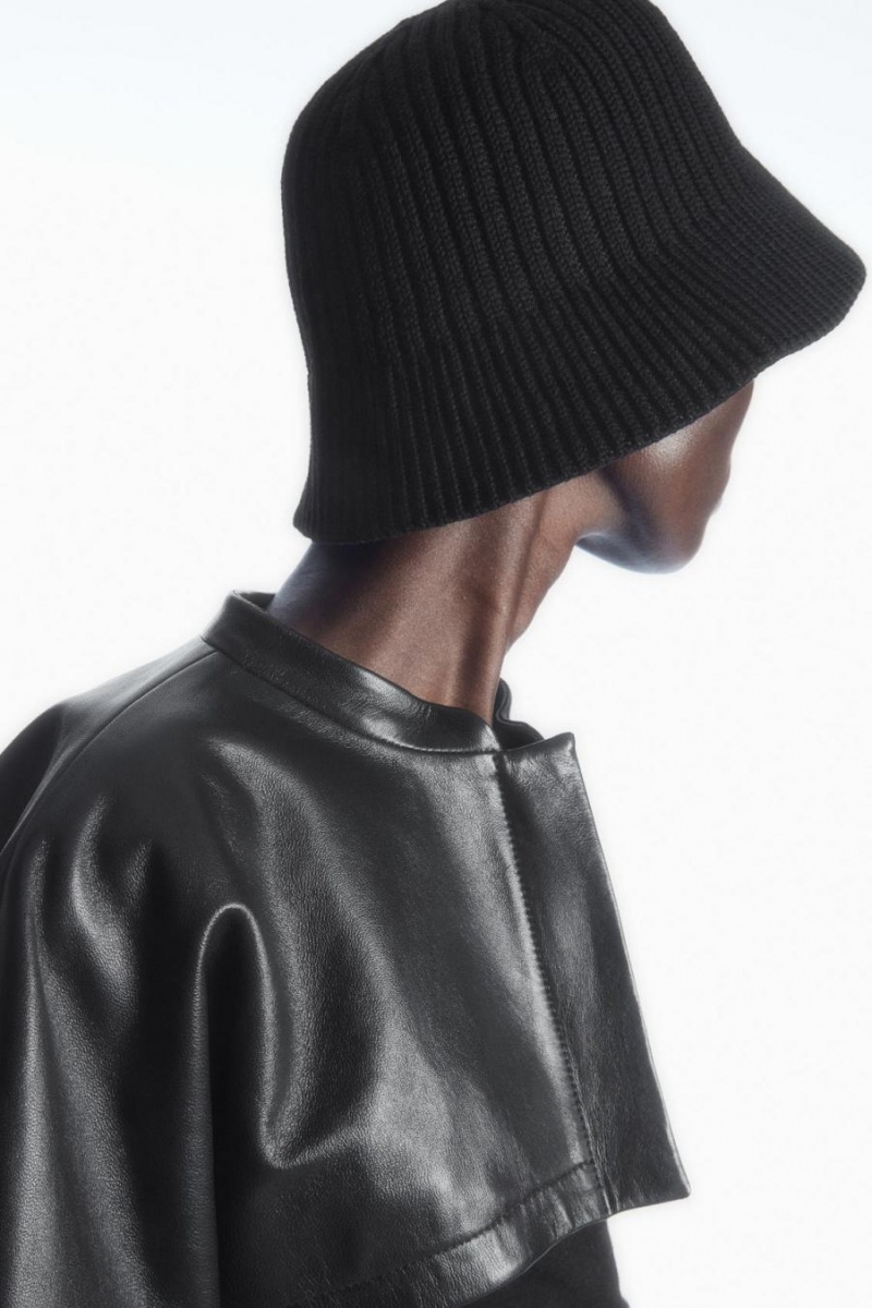 COS Bordázott Merino Gyapjú Bucket Kalap Női Fekete | ODM-521870