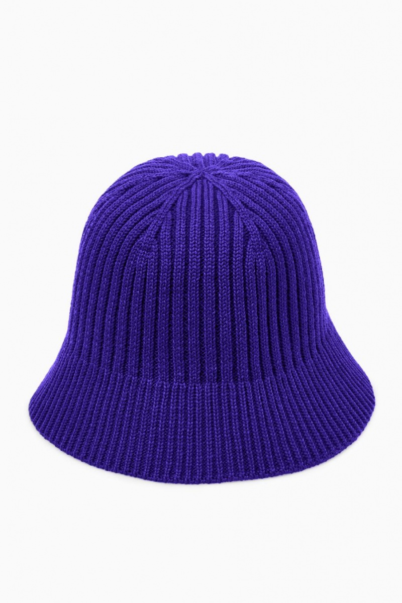 COS Bordázott Merino Gyapjú Bucket Kalap Női Kék | IBM-560912