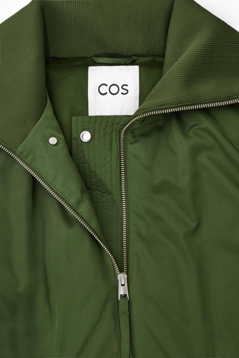 COS Bordázott-collar Puffer Kabát Női Sötétzöld | UDL-983570
