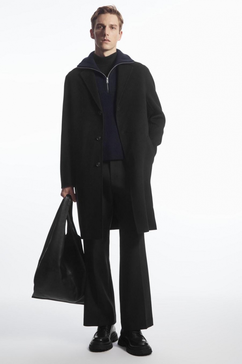 COS Bordázott-knit Half-zip Mellény Férfi Sötétkék | TDL-615238