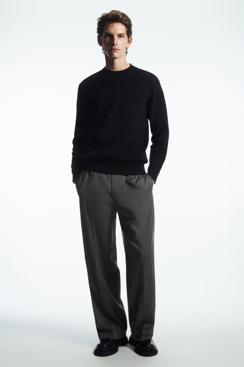 COS Bordázott-knit Jumpers Férfi Fekete | UHZ-037652
