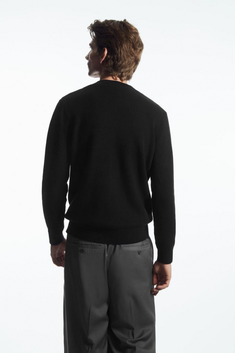 COS Bordázott-knit Jumpers Férfi Fekete | UHZ-037652