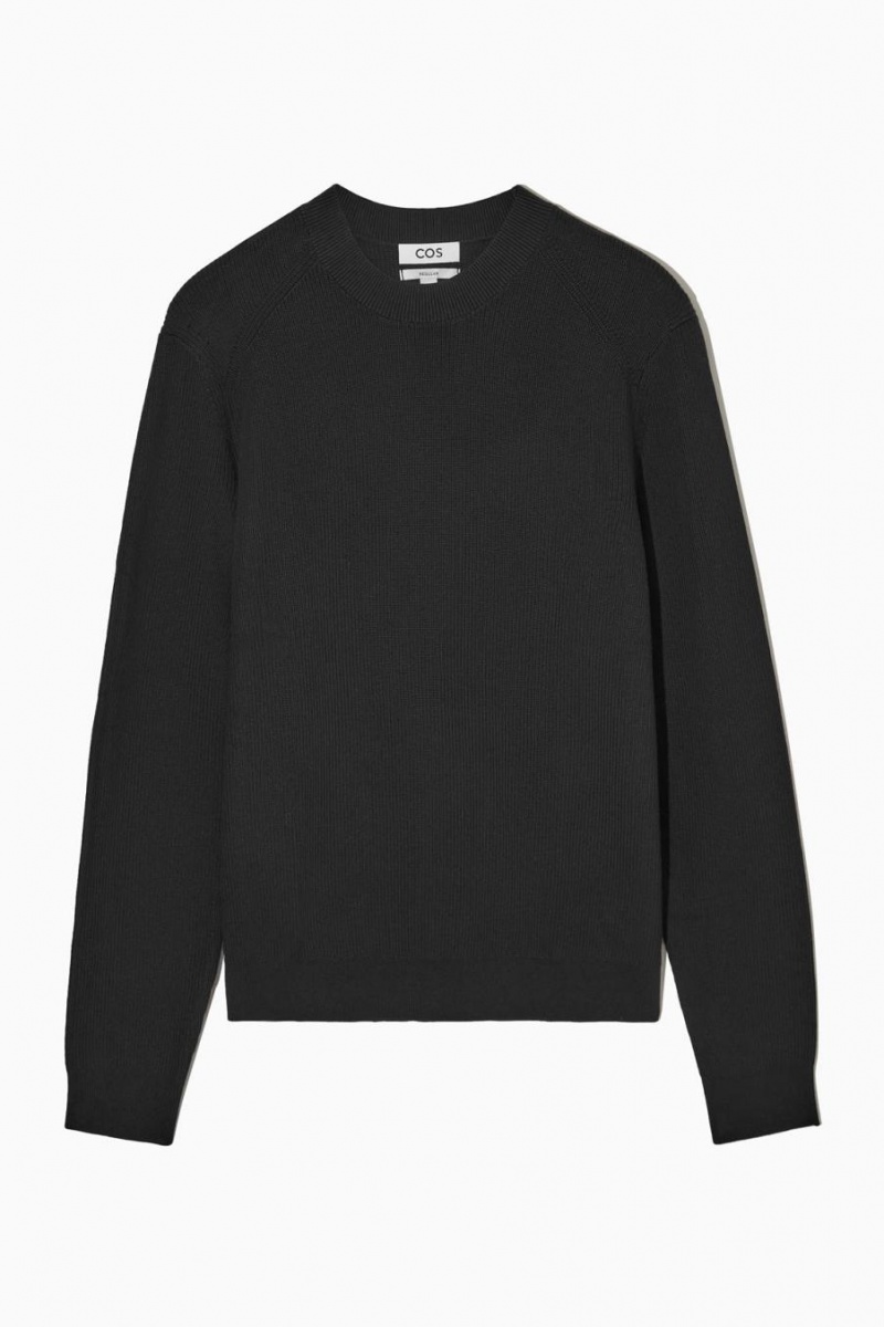 COS Bordázott-knit Jumpers Férfi Fekete | UHZ-037652