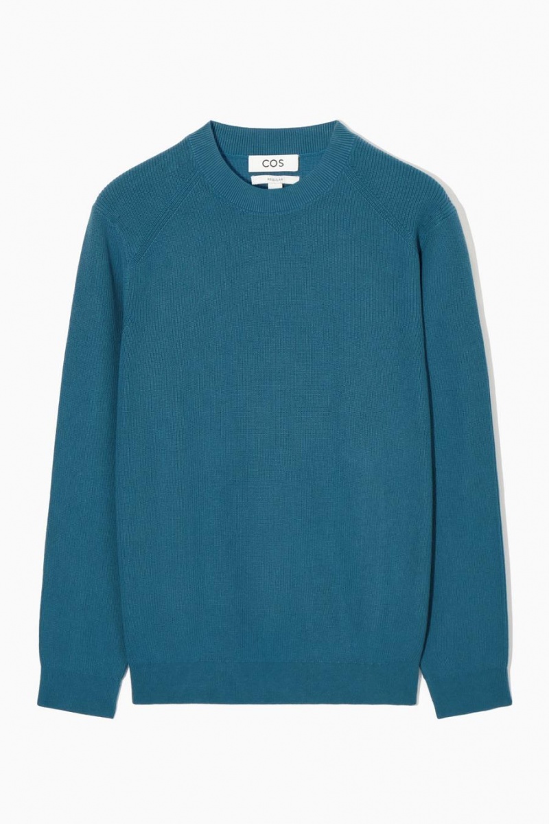 COS Bordázott-knit Jumpers Férfi Sötéttürkiz | IMQ-201946