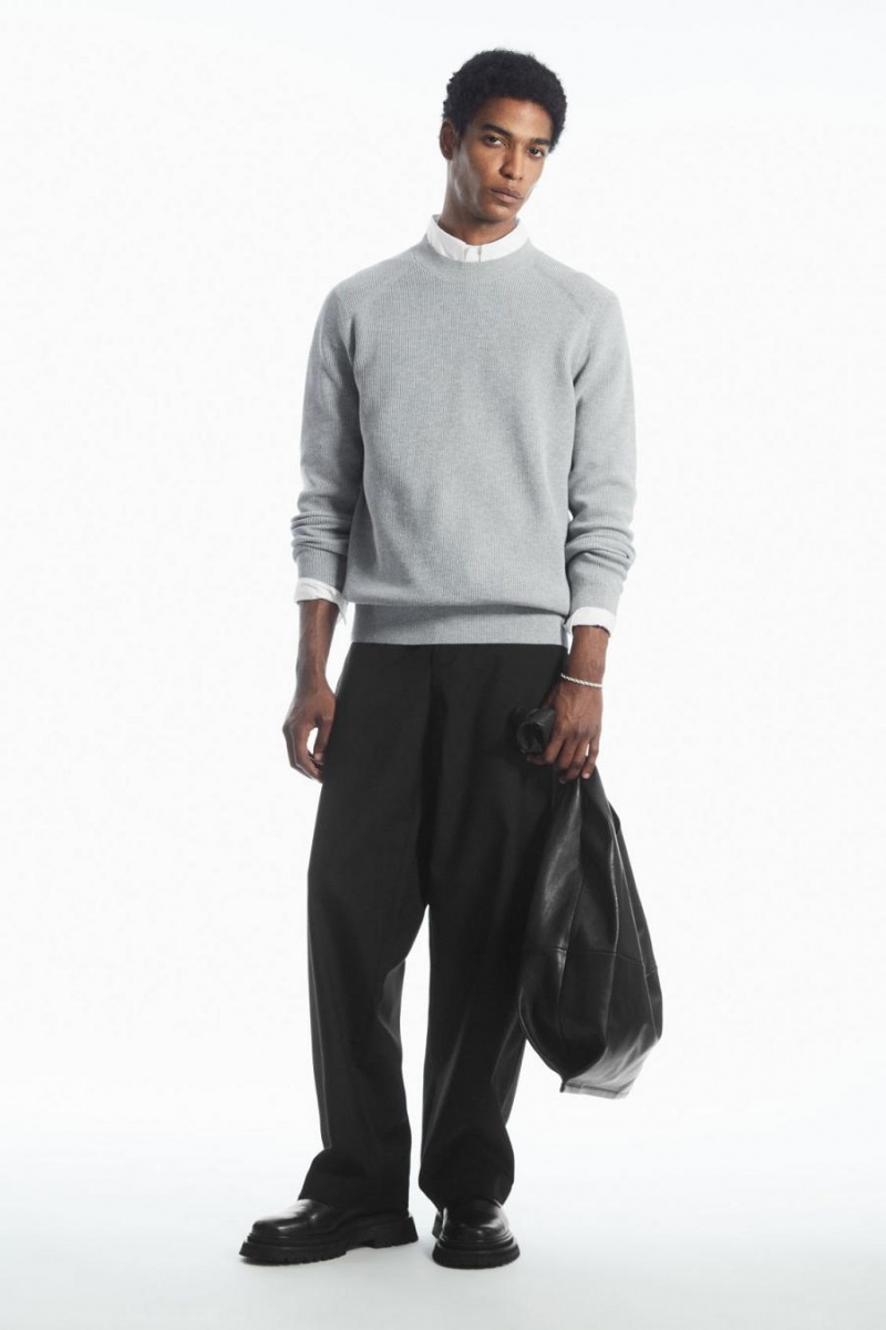 COS Bordázott-knit Jumpers Férfi Szürke | CGK-237068