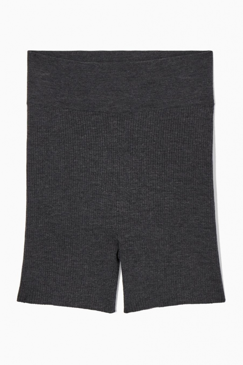 COS Bordázott-knit Merino Gyapjú Rövidnadrág Női Sötétszürke | DUZ-569412