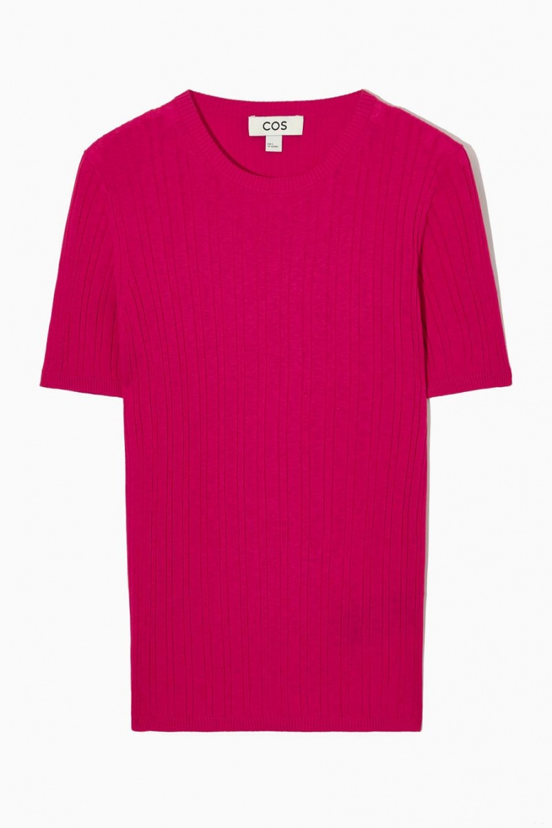 COS Bordázott-knit Silk Póló Női Fukszia Rózsaszín | LYH-407196