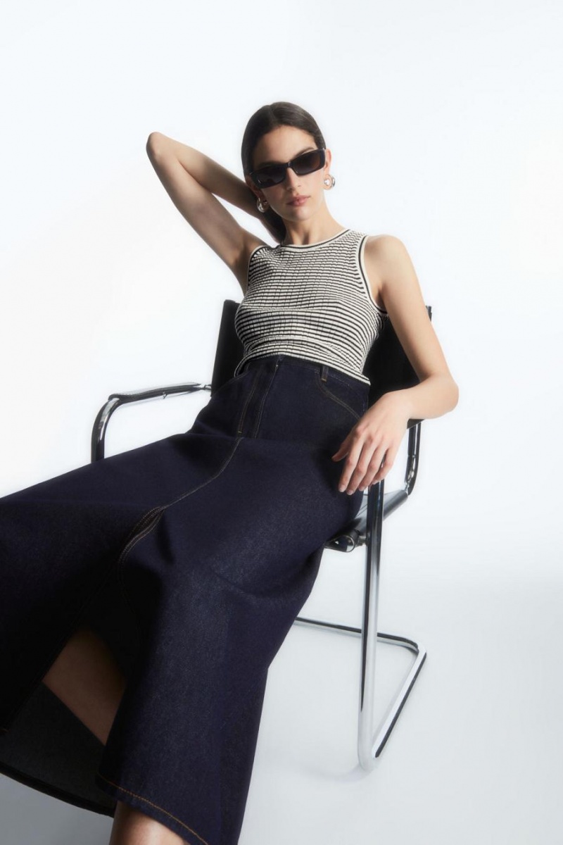 COS Bordázott-knit Silk Trikó Női Fehér Barna | MXZ-213064