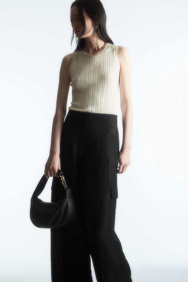COS Bordázott-knit Silk Trikó Női Fehér | UBL-961380