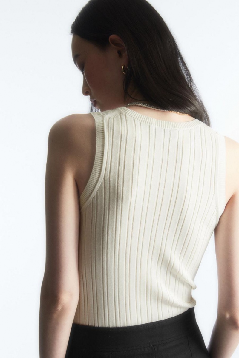 COS Bordázott-knit Silk Trikó Női Fehér | UBL-961380