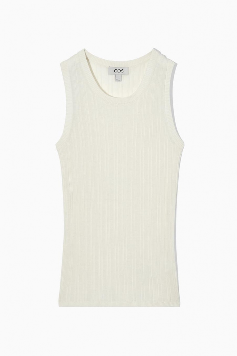 COS Bordázott-knit Silk Trikó Női Fehér | UBL-961380