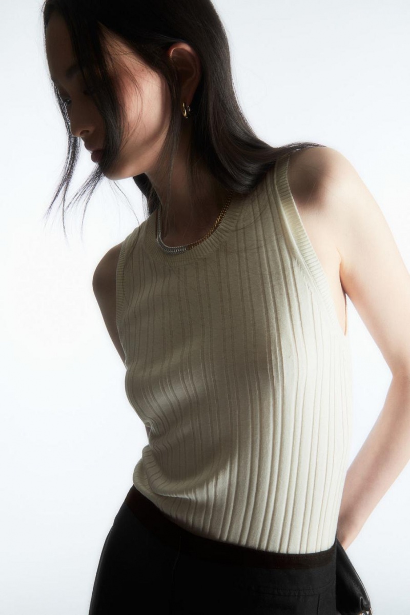 COS Bordázott-knit Silk Trikó Női Fehér | UBL-961380