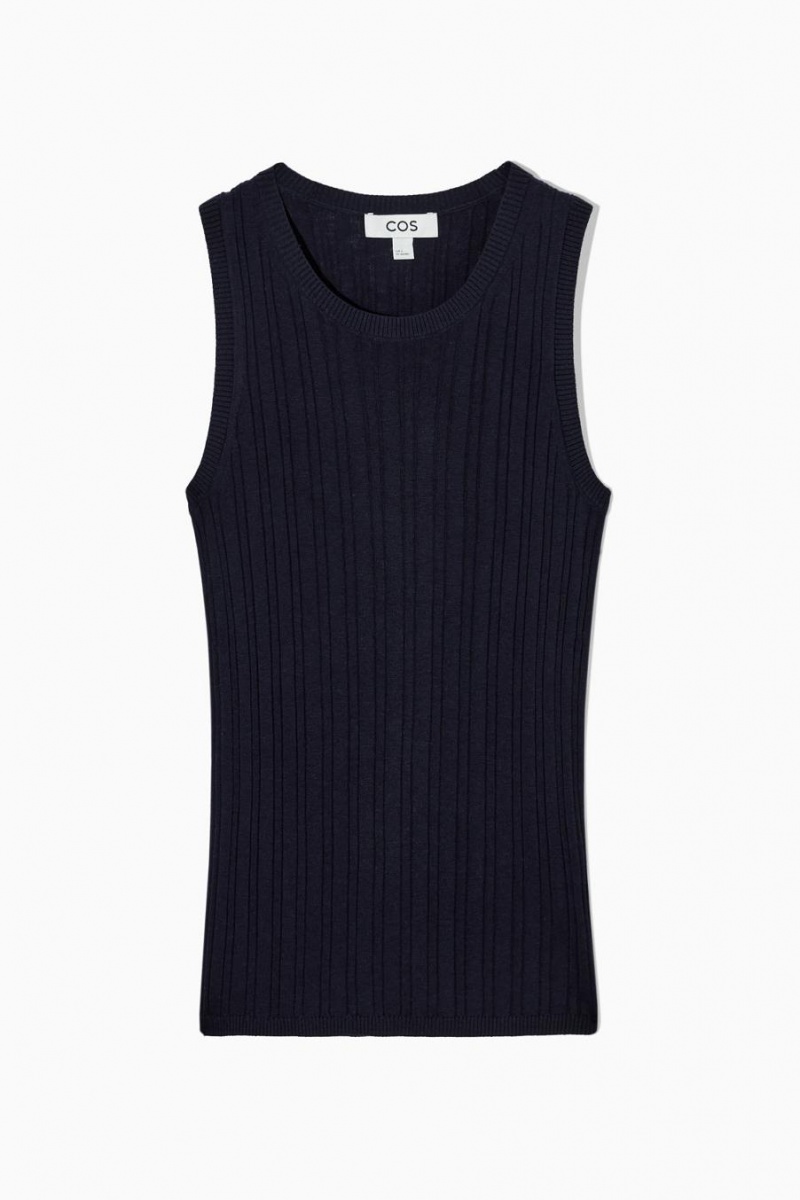 COS Bordázott-knit Silk Trikó Női Sötétkék | VGH-724659