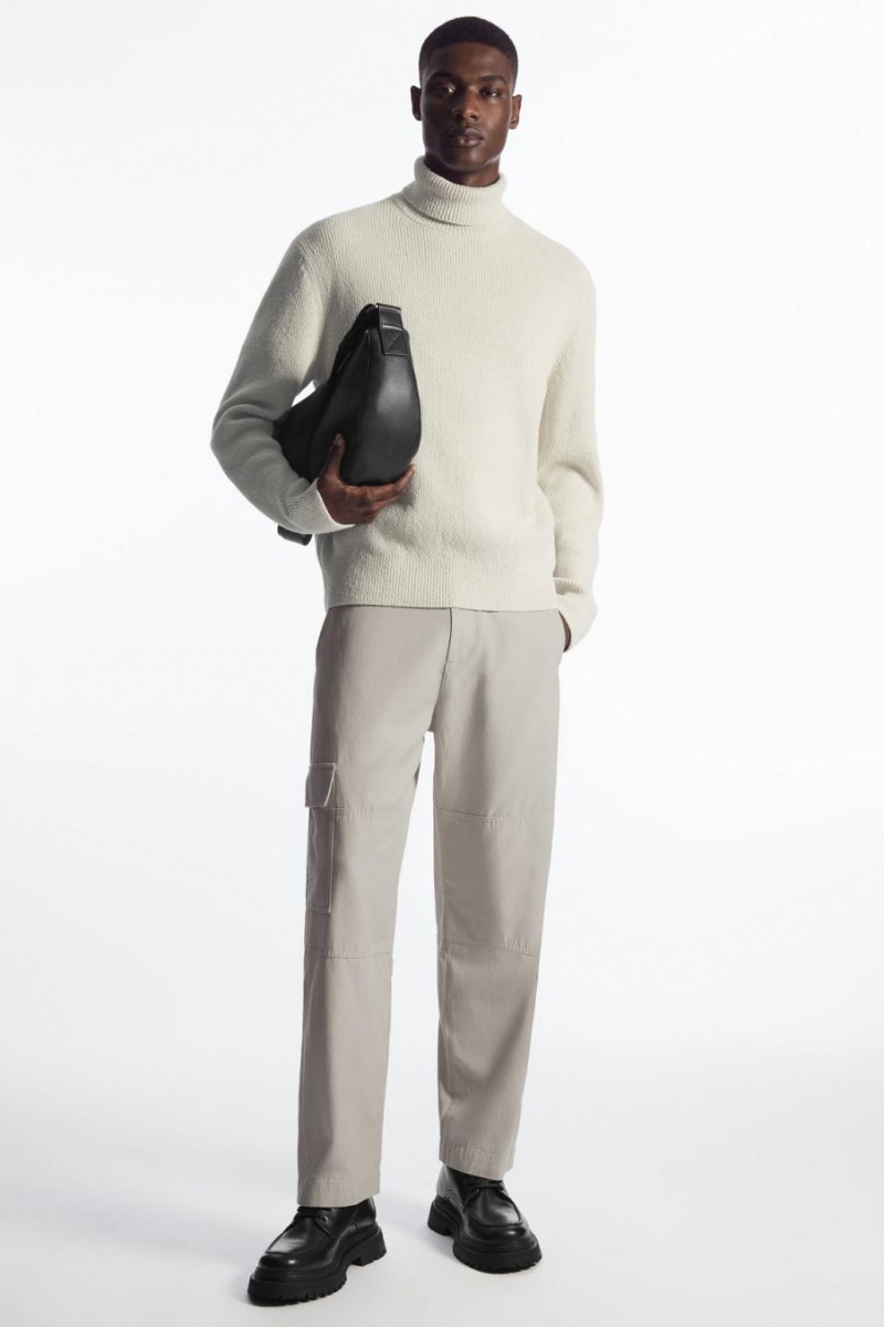 COS Bouclé-knit Roll-neck Jumpers Férfi Szürke | PUN-419670