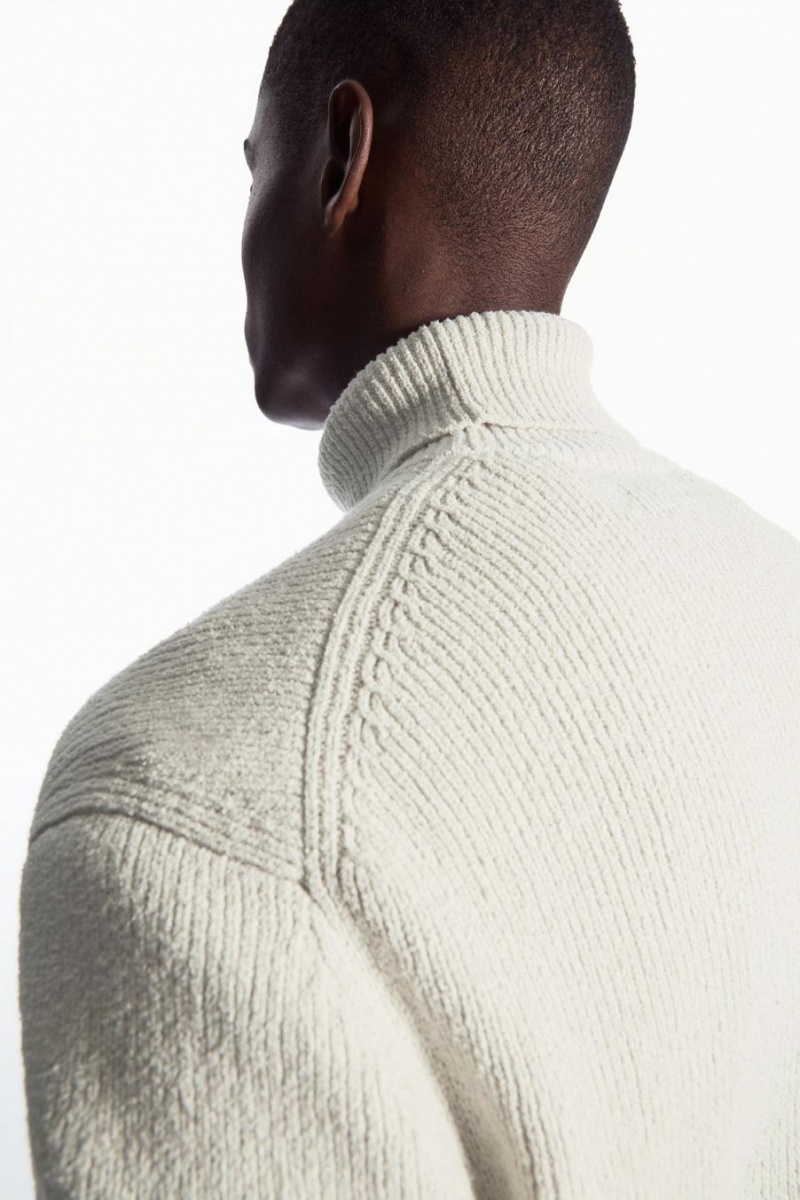 COS Bouclé-knit Roll-neck Jumpers Férfi Szürke | PUN-419670