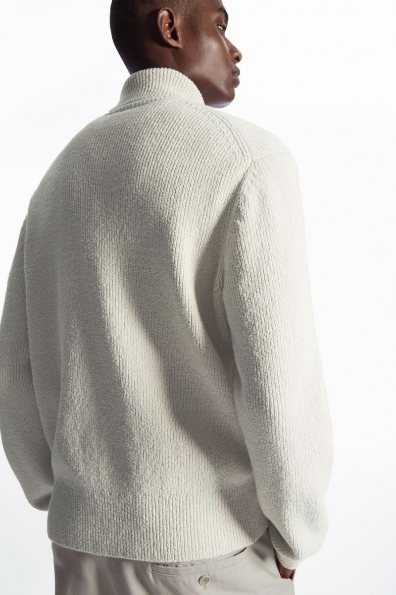COS Bouclé-knit Roll-neck Jumpers Férfi Szürke | PUN-419670