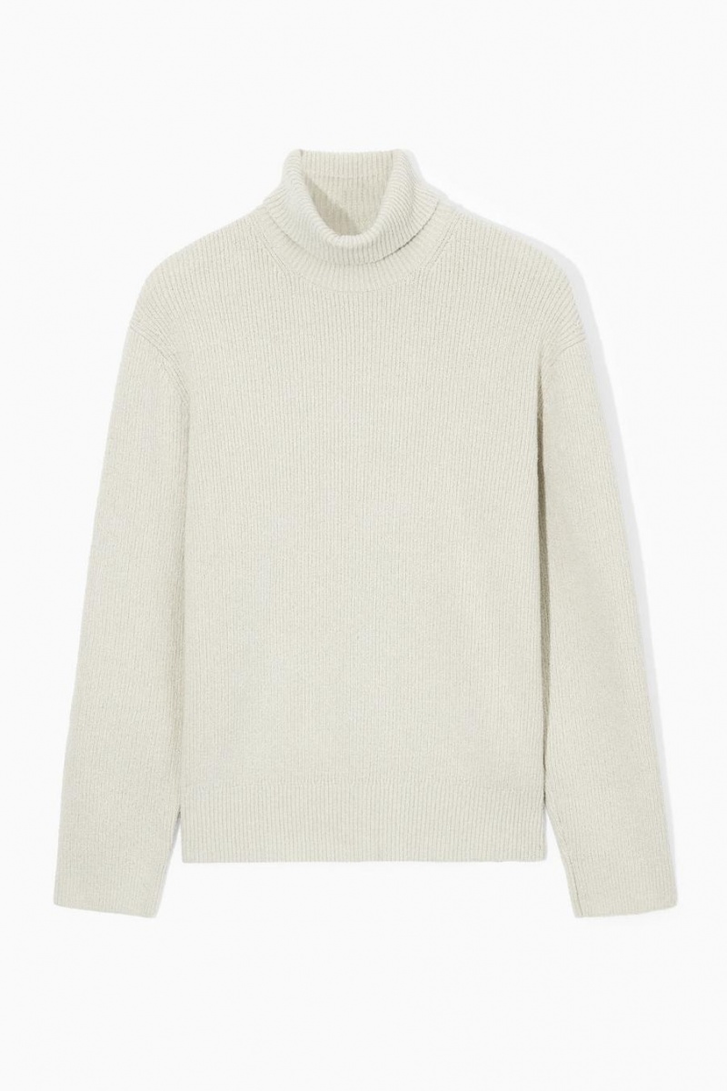 COS Bouclé-knit Roll-neck Jumpers Férfi Szürke | PUN-419670
