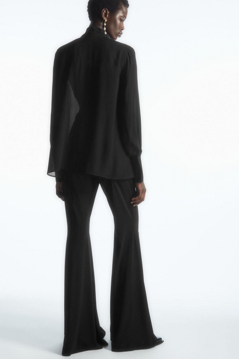 COS Bow Voile Blúz Női Fekete | TJH-236498